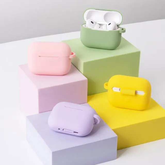 Alt view image 5 of 7 - Soft Silicone Multicolor Protective Headphone Cover Accessories Case for AirPods Pro 3 with Keychain for Women Men-Color#3