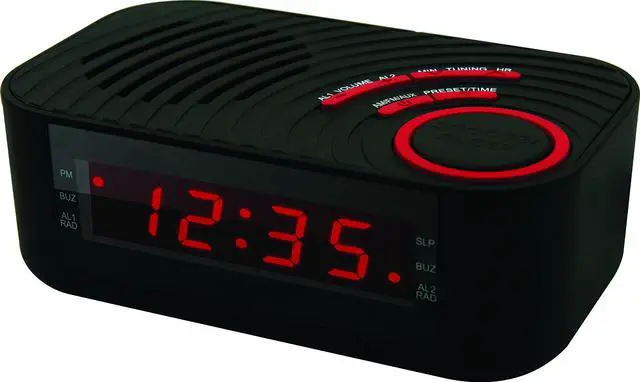 Main image of CBCR-100-BLK Digital Alarm Clock with AM/FM Radio and Dual Alarm (Black)