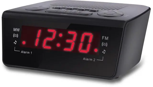 Main image of CBCR-102-BLK Digital Alarm Clock with AM/FM Radio and Dual Alarm (Black)
