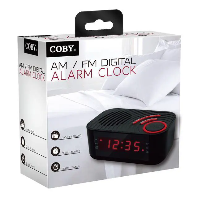 Alt view image 2 of 2 - CBCR-100-BLK Digital Alarm Clock with AM/FM Radio and Dual Alarm (Black)