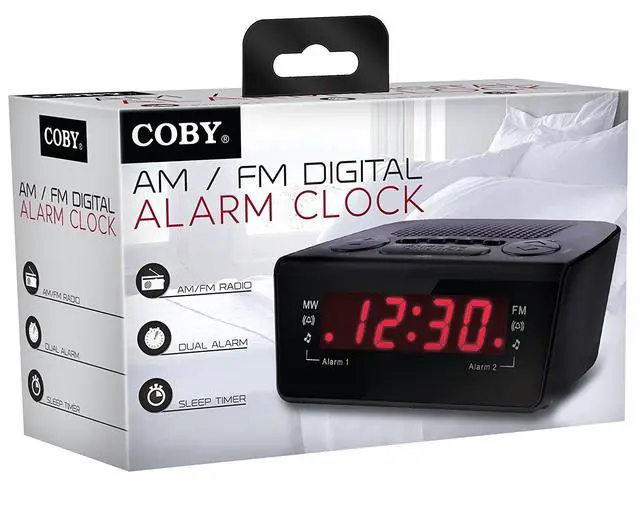 Alt view image 2 of 2 - CBCR-102-BLK Digital Alarm Clock with AM/FM Radio and Dual Alarm (Black)