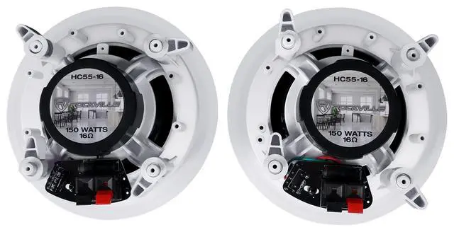 Alt view image 3 of 6 - HC55-16 White 5.25" Ceiling Home Audio Speakers, 16 Ohm, 4-Pack | 300W Peak / 120W RMS, 2-Way, Swivel Tweeter, Polypropylene Cone, Flush Mount Paintable Grills, Spring Loaded Terminals