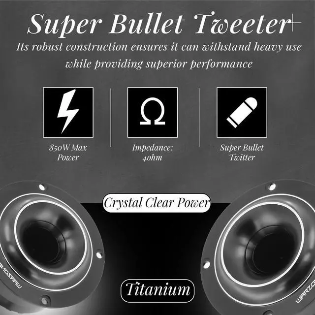 Alt view image 2 of 6 - WZ35TW 3.8-Inch Super Tweeter Speaker, 4 Ohm, 850W Max Power, 104dB Sensitivity, Pen Diaphragm, Aluminum Voice Coil for Pro Car Audio