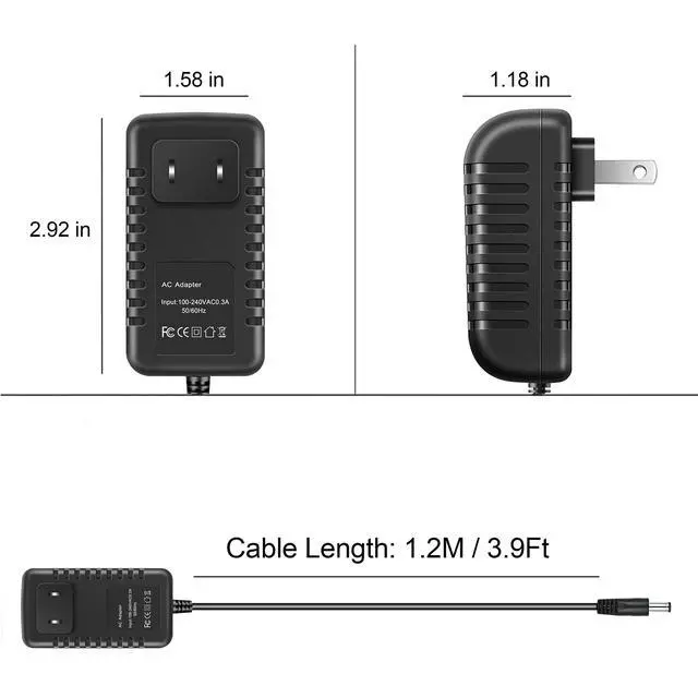 Alt view image 5 of 5 - AC Adapter Compatible with iHome iPL8 iPL8B IPL8BC iPL8BN IPL10 iPL10BC Clock Radio Power