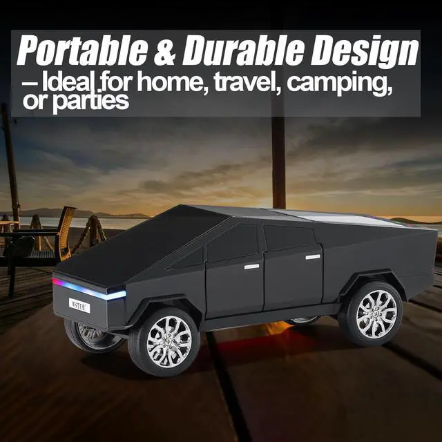 Alt view image 6 of 6 - Portable Car Model Bluetooth Speaker with HD Stereo Sound, TWS Dual Pairing, LED Display, Truck-Style Wireless Speaker for Home, Office, Gaming & Collectible Display (Black)