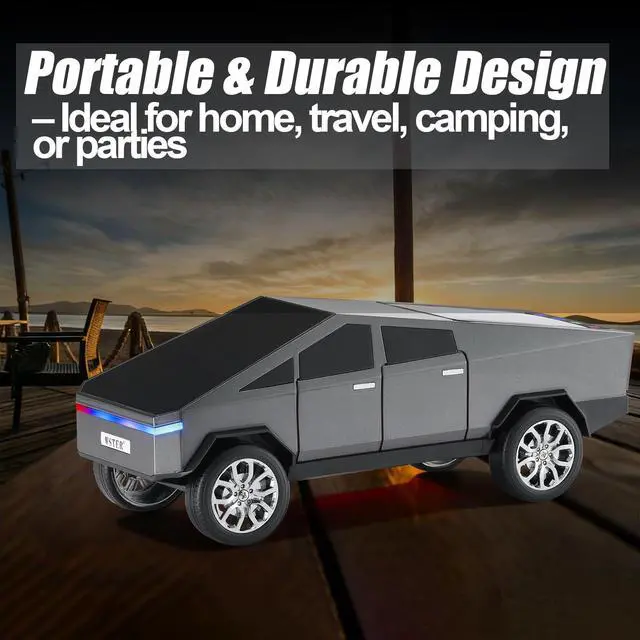 Alt view image 6 of 6 - Portable Car Model Bluetooth Speaker with HD Stereo Sound, TWS Dual Pairing, LED Display, Truck-Style Wireless Speaker for Home, Office, Gaming & Collectible Display (Grey)