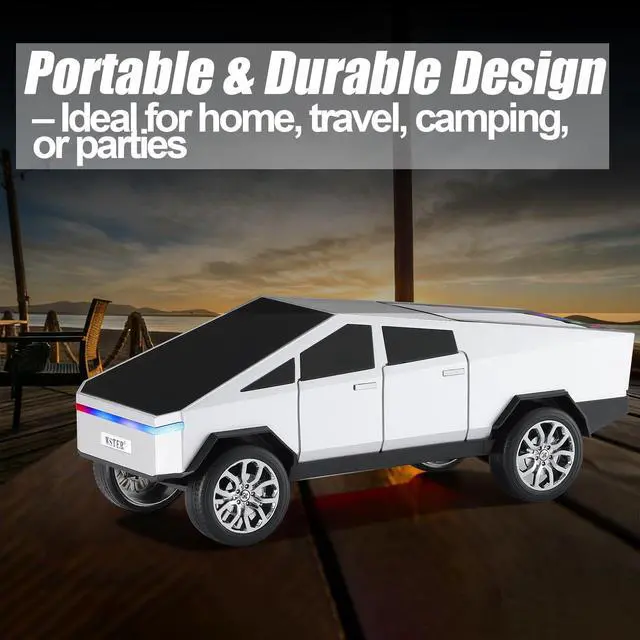 Alt view image 6 of 6 - Portable Car Model Bluetooth Speaker with HD Stereo Sound, TWS Dual Pairing, LED Display, Truck-Style Wireless Speaker for Home, Office, Gaming & Collectible Display (Silver)