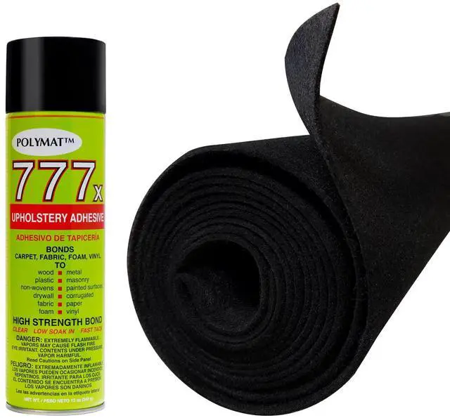 Main image of 3ft x 4ft Black Carpet roll + 1 Can 777 Glue Sub Woofer Speaker Box Enclosure, Interior Carpet and Trunk Latex Backed Liner
