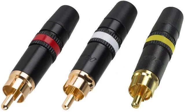 Main image of NBVOICE NYS373-4, -9, -2 RCA Male Phono Plug (Yellow, White,Red Ring) c