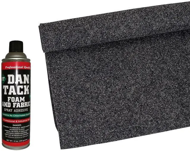 Main image of Absolute C20YGR 20-Feet Long by 4 Feet Wide, 80 Square Feet Dark Gray (Charcoal) Carpet for Speaker Sub Box Carpet Home, Auto, RV, Boat,Car Trunk Liner + Dantack Foam & Fabric Glue Adhesive Spray