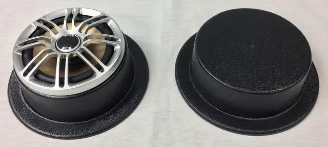 Main image of Universal Round Flat Flanged Open Bottom Speaker Pod Fits Up to 6 1/2" Round Speakers