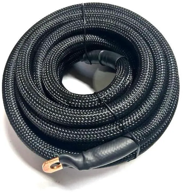 Main image of 10ft 4 Gauge Snakeskin Braided Sleeving Wire Strands Copper Marine Cable 4 AWG LOT (Black)