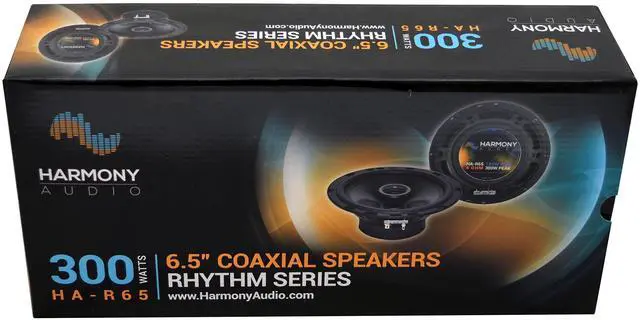 Alt view image 4 of 4 - 6.5" Car Speakers 300W Rhythm Series Replacement with Grills | 6 1/2 inch door stereo upgrade, 300 watt power handling, direct factory location fit, front and rear mount, easy install