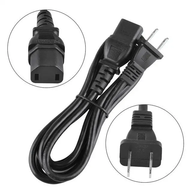 Alt view image 3 of 5 - 6.6ft/2m UL Listed 2-Prong AC Power Cord Cable Lead Replacement for Yamaha RX-A720 Natural Sound AV Receiver 2-Slot Non-Polarized 10A 125V 18AWG