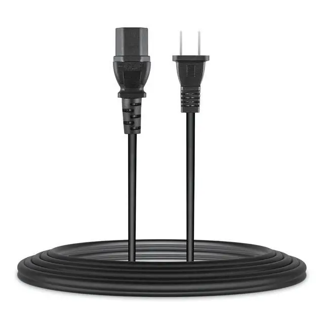 Alt view image 2 of 5 - 6.6ft/2m UL Listed 2-Prong AC Power Cord Cable Lead Replacement for Yamaha RX-A720 Natural Sound AV Receiver 2-Slot Non-Polarized 10A 125V 18AWG