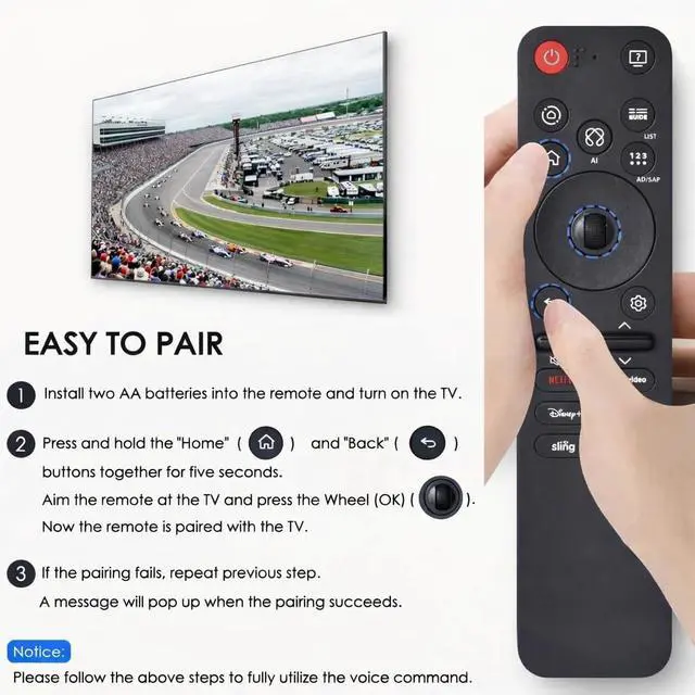 Alt view image 5 of 6 - Voice TV Remote Control Controller Replacement for LG 43QNED75BAA 43", 50QNED75BAA 50", 55QNED75BAA 55", 65QNED75BAA 65", 75QNED75BAA 75", 85QNED75BAA 86" Mini LED 4K Smart TV (2026)