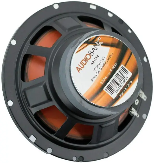 Alt view image 3 of 7 - 2 Pair of 6.5" / 165 mm / 600 Watt Peak Power / 3-Way/Sensitivity: 88dB Rubber Coated Cloth Car Audio Stereo Coaxial Speakers with Grill - AB-674