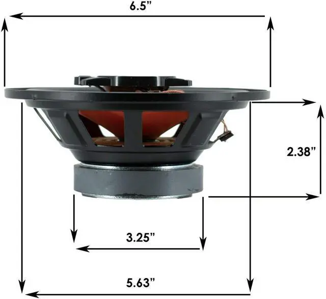 Alt view image 5 of 7 - 2 Pair of 6.5" / 165 mm / 600 Watt Peak Power / 3-Way/Sensitivity: 88dB Rubber Coated Cloth Car Audio Stereo Coaxial Speakers with Grill - AB-674