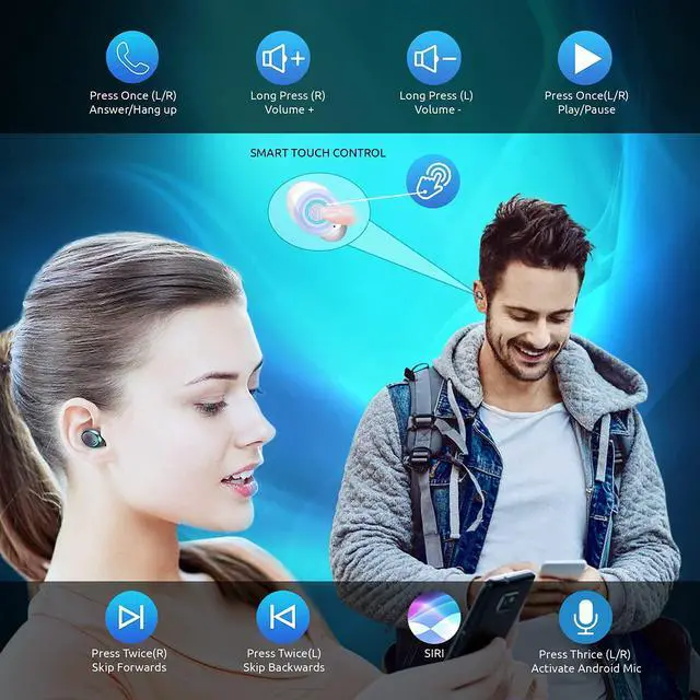 Alt view image 6 of 7 - Wireless PRO Bluetooth 5.3 Earbuds Compatible with Samsung Galaxy A35 + 36 Hour Playback Use, Wireless IPX4 Waterproof/Sweatproof/Noise Reduction with Quad Mic