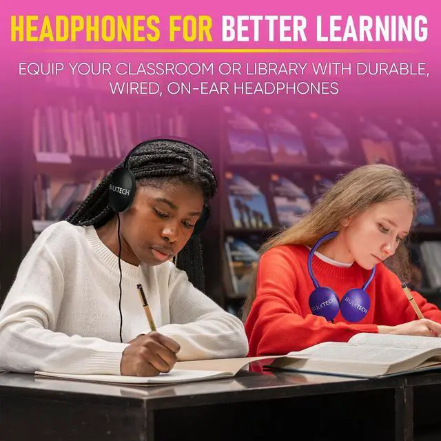 Alt view image 4 of 7 - 30 Pack Bulk Wired On-Ear Rubber Headphones with 3.5mm Connector, Black
