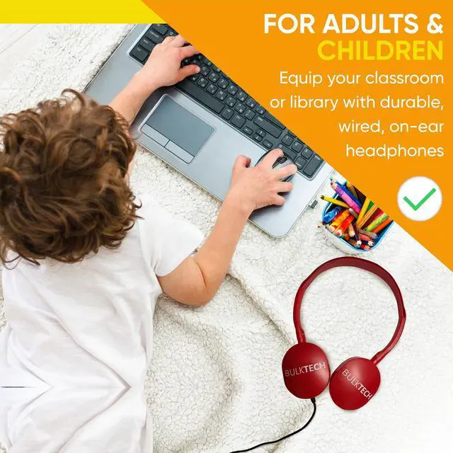 Alt view image 6 of 7 - 30 Pack Bulk Wired On-Ear Rubber Headphones with 3.5mm Connector, Black
