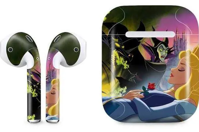 Main image of Decal Audio Skin Compatible with Apple AirPods - Officially Licensed Disney Villains Sleeping Beauty and Maleficent Art Design