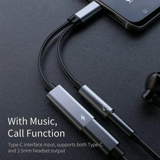 Alt view image 4 of 7 - 2-in-1 USB C to 3.5mm Audio Jack Adapter and Charging Dongle Cable, Compatible with Samsung Note 20 Note 10 S22 S20 FE S21 Google Pixel 5 iPad Mini 2021 Pro and More (Gray)