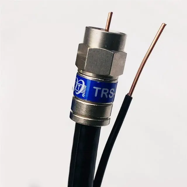 Main image of 55ft Coax RG-6 Cable w/Ground Messenger 3Ghz 75 Ohm 18AWG UL ETL CM Anti-Corrosion Weather Seal Brass Compression Fittings Satellite TV & Internet Cable Assembled in USA