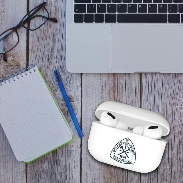 Alt view image 2 of 4 - Officially Licensed Colorado School of Mines Airpods Case, Compatible with Apple AirPods 3rd Gen (TPU), Wireless Charging, Earbuds Case, Classic, White
