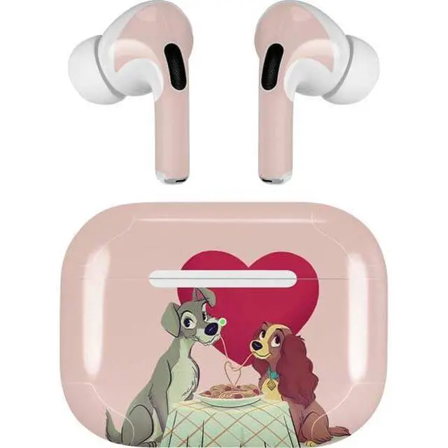 Main image of Decal Audio Skin Compatible with AirPods Pro 2nd Gen - Officially Licensed Disney Lady & The Tramp Spaghetti Dinner Design