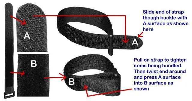 Alt view image 7 of 7 - Self Adhesive Hook and Loop Cable Straps, Bundle of 20in by 1in and 8in by 3/4in, Reusable Ties for Wires, Cords, Cables, Black, by ((10) 20in + (10) 8in)