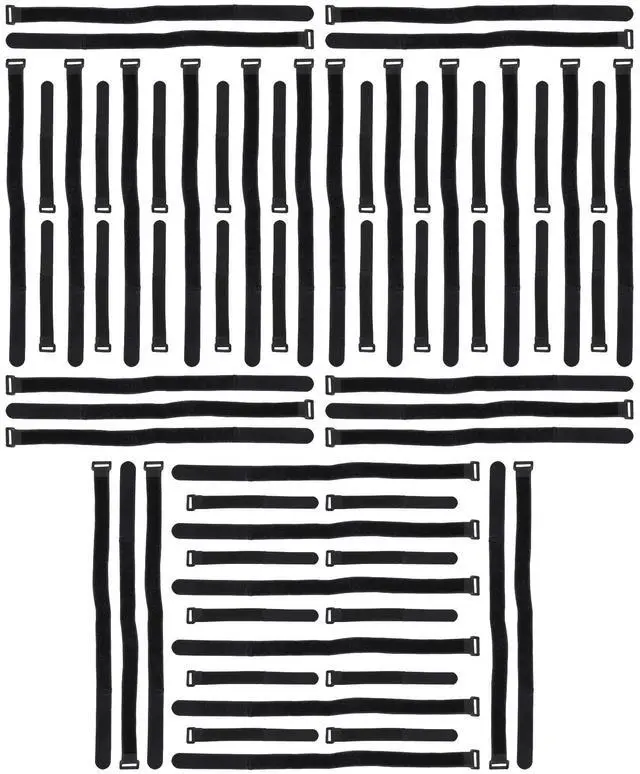Main image of Self Adhesive Hook and Loop Cable Straps, Bundle of 20in by 1in and 8in by 3/4in, Reusable Ties for Wires, Cords, Cables, Black, by ((30) 20in + (30) 8in)