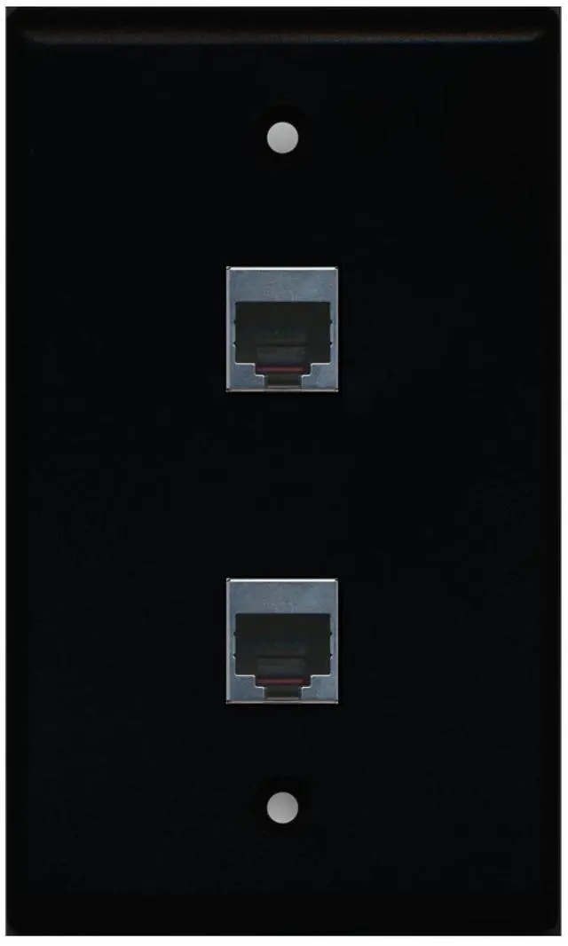 Main image of (1 Gang Flat 2 Port Cat5e Shielded Wall Plate Black