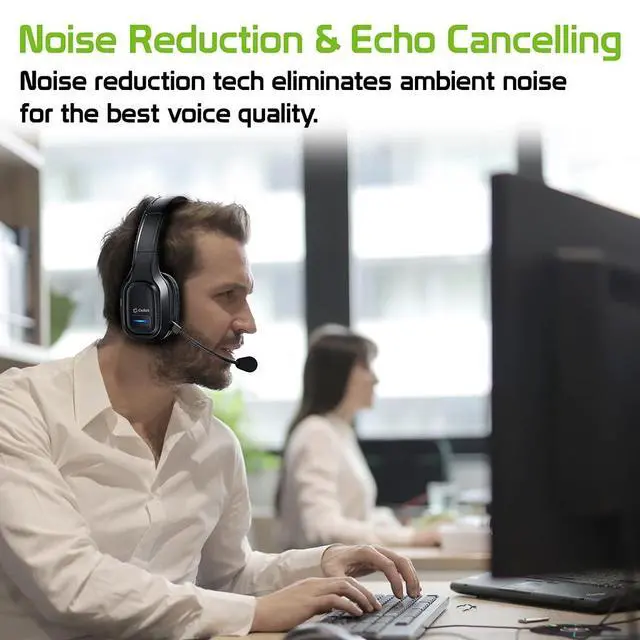 Alt view image 3 of 7 - PRO Wireless Headset Compatible with CAT S62 with Boom Dual V5.3 Bluetooth Plus 3.5mm 1/8 Backup Cable Car Truck Driver (Black)