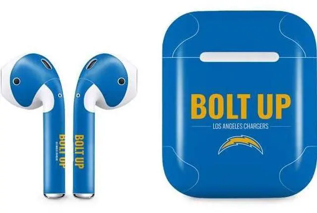 Main image of Decal Audio Skin Compatible with Apple AirPods - Officially Licensed NFL Los Angeles Chargers Team Motto Design