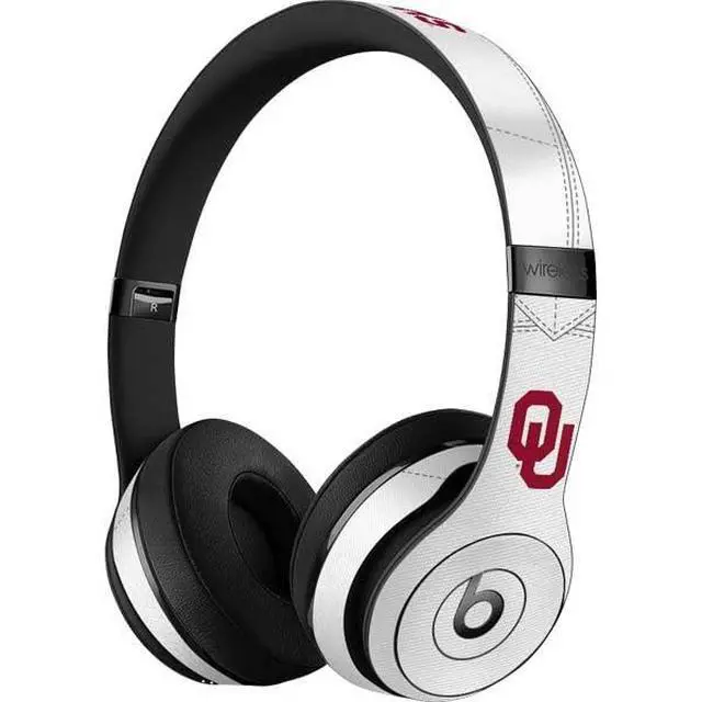 Alt view image 3 of 3 - Decal Audio Skin Compatible with Beats Solo 3 Wireless - Officially Licensed University of Oklahoma White Jersey Design