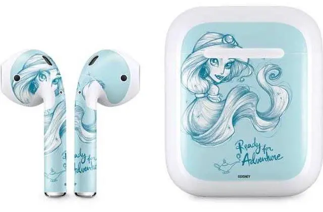 Main image of Decal Audio Skin Compatible with Apple AirPods - Officially Licensed Disney Princess Jasmine Ready for Adventure Art Design