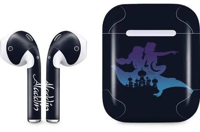 Main image of Decal Audio Skin Compatible with Apple AirPods - Officially Licensed Disney Aladdin Magic Carpet Ride Design