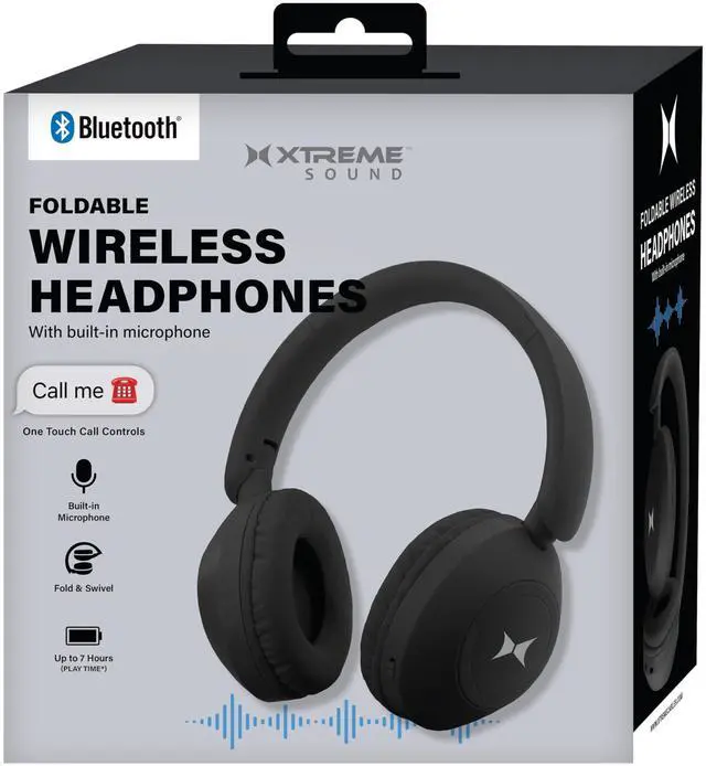 Main image of Wireless Bluetooth Headphones with Microphone, Over The Ear Headphones, Aux Line, ON/Off, Phone Call, Volume Control, & Pause Buttons, 33 Foot Bluetooth Range (Black)