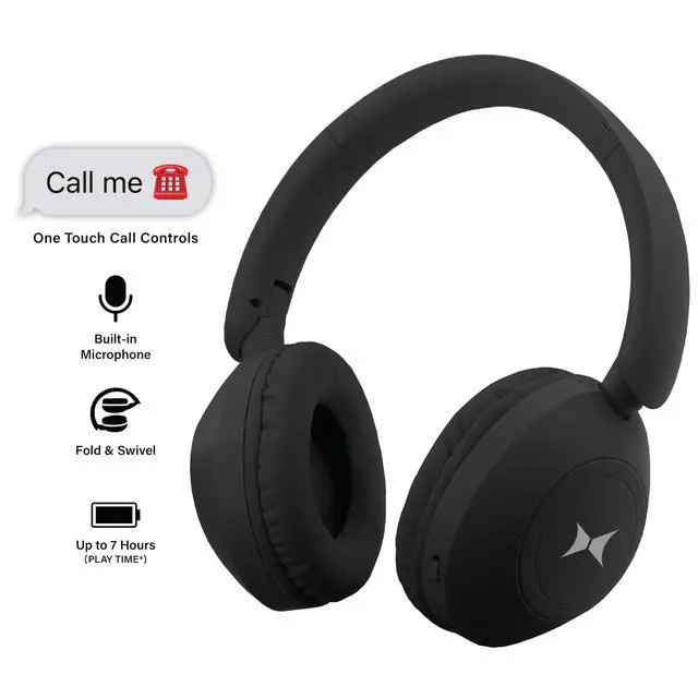 Alt view image 2 of 7 - Wireless Bluetooth Headphones with Microphone, Over The Ear Headphones, Aux Line, ON/Off, Phone Call, Volume Control, & Pause Buttons, 33 Foot Bluetooth Range (Black)