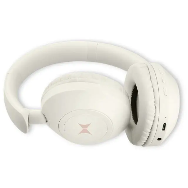 Alt view image 3 of 7 - Wireless Bluetooth Headphones with Microphone, Over The Ear Headphones, Aux Line, ON/Off, Phone Call, Volume Control, & Pause Buttons, 33 Foot Bluetooth Range (Cream)