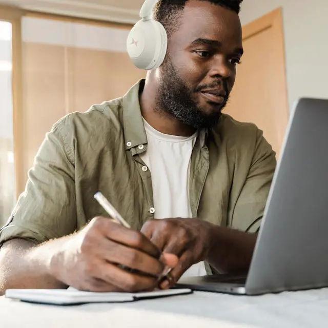 Alt view image 4 of 7 - Wireless Bluetooth Headphones with Microphone, Over The Ear Headphones, Aux Line, ON/Off, Phone Call, Volume Control, & Pause Buttons, 33 Foot Bluetooth Range (Cream)