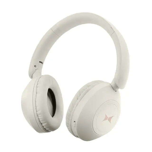 Alt view image 7 of 7 - Wireless Bluetooth Headphones with Microphone, Over The Ear Headphones, Aux Line, ON/Off, Phone Call, Volume Control, & Pause Buttons, 33 Foot Bluetooth Range (Cream)
