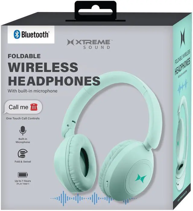 Main image of Wireless Bluetooth Headphones with Microphone, Over The Ear Headphones, Aux Line, ON/Off, Phone Call, Volume Control, & Pause Buttons, 33 Foot Bluetooth Range (Green)