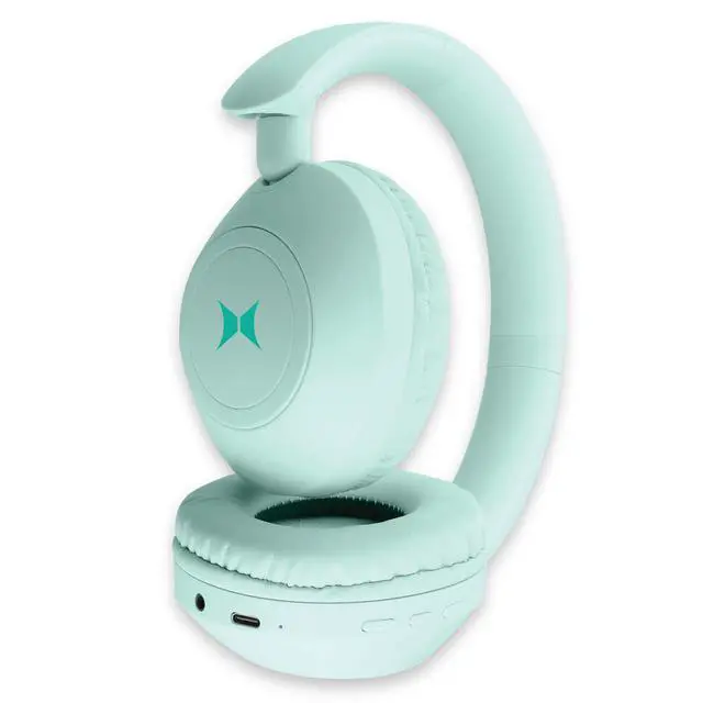 Alt view image 6 of 7 - Wireless Bluetooth Headphones with Microphone, Over The Ear Headphones, Aux Line, ON/Off, Phone Call, Volume Control, & Pause Buttons, 33 Foot Bluetooth Range (Green)