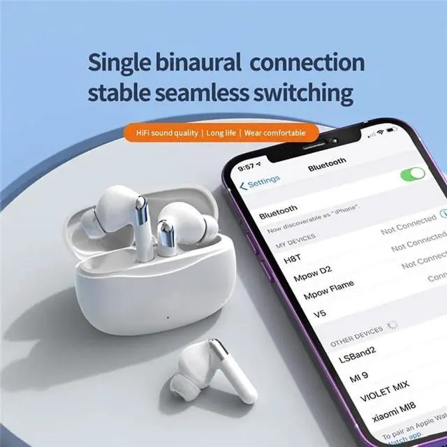 Alt view image 3 of 7 - Bluetooth V5.4 Earbuds Compatible with TCL 30 V 5G / 10 5G UW/FLIP Go Advanced ANC Noise Cancellation, IPX8, 48Hr Use, Charging Digitial Display Charging Case 100Day Standby
