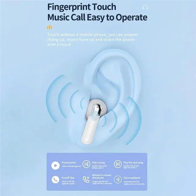 Alt view image 5 of 7 - Bluetooth V5.4 Earbuds Compatible with TCL 30 V 5G / 10 5G UW/FLIP Go Advanced ANC Noise Cancellation, IPX8, 48Hr Use, Charging Digitial Display Charging Case 100Day Standby