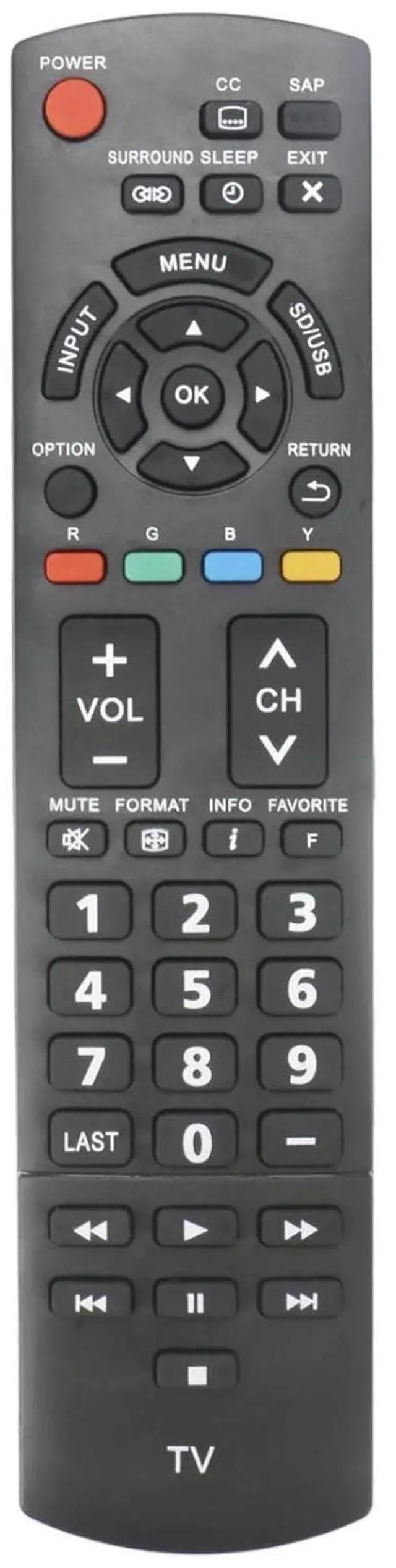 Main image of N2QAYB000706 TV Remote Control for Panasonic TV in Living Rooms or Rooms, Size Approximately About 8 x 2 x 1 in, Replacement Remote Compatible Models TC-L24X5 TC-50PU54 TC-60PU54 TC-L32X5 TC-P42X5