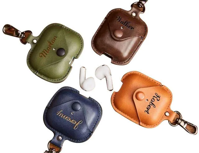 Main image of Engraved Leather Apple Airpod 1-2-3 Pro Case,Custom Men Airpod Case,Personalized Airpod Case Cover,For Mom,Men Gift For Him