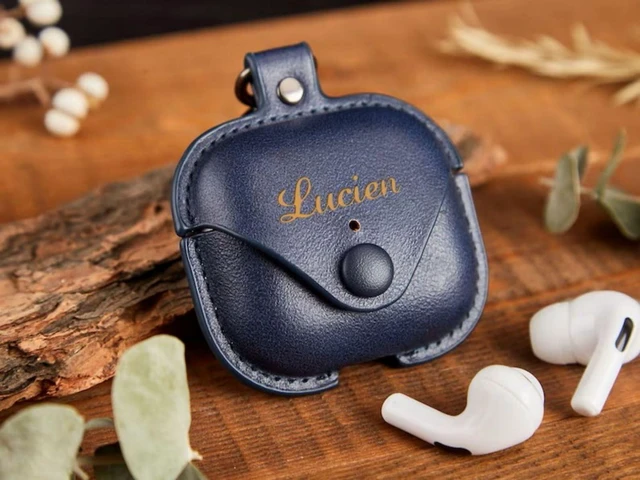 Alt view image 4 of 7 - Engraved Leather Apple Airpod 1-2-3 Pro Case,Custom Men Airpod Case,Personalized Airpod Case Cover,For Mom,Men Gift For Him